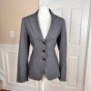 T TAHARI Women Gray Polyester Viscose Blend Lined Peak collar Blazer Size 10
