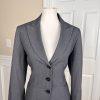 T TAHARI Women Gray Polyester Viscose Blend Lined Peak collar Blazer Size 10