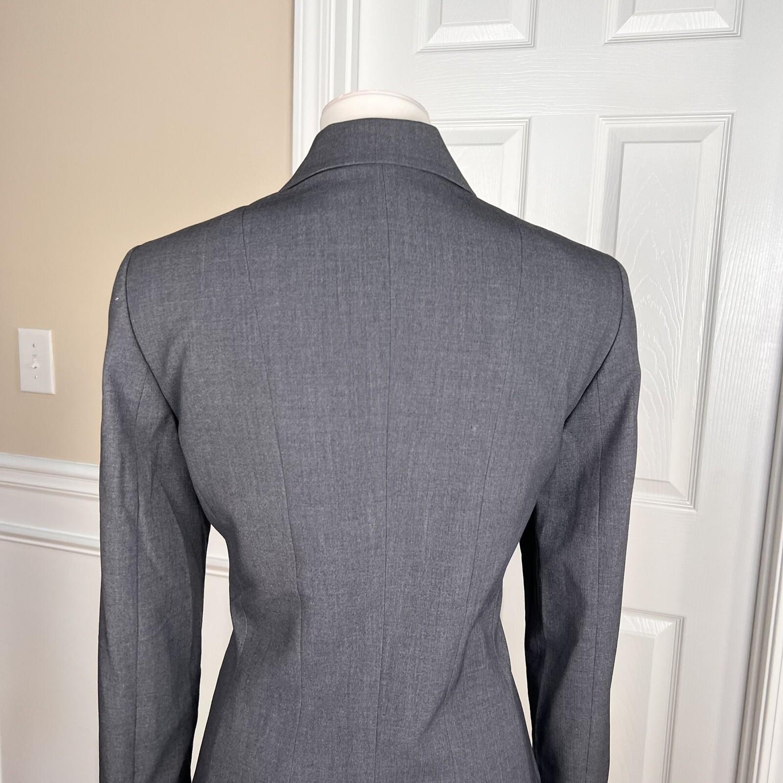 T TAHARI Women Gray Polyester Viscose Blend Lined Peak collar Blazer Size 10