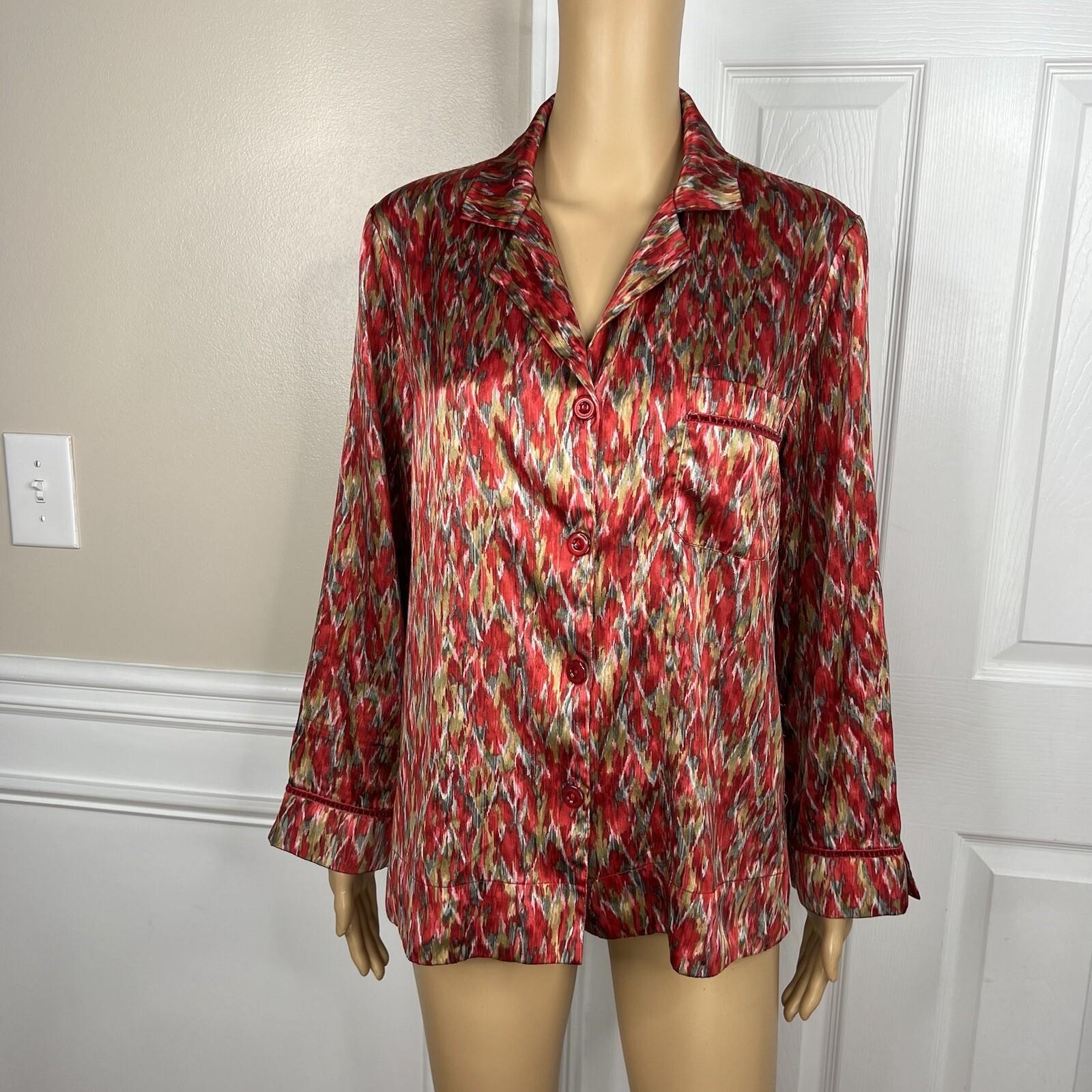Oscar De La Renta Women Satin Pajama Set Size M Multicolor Abstract Print Capri