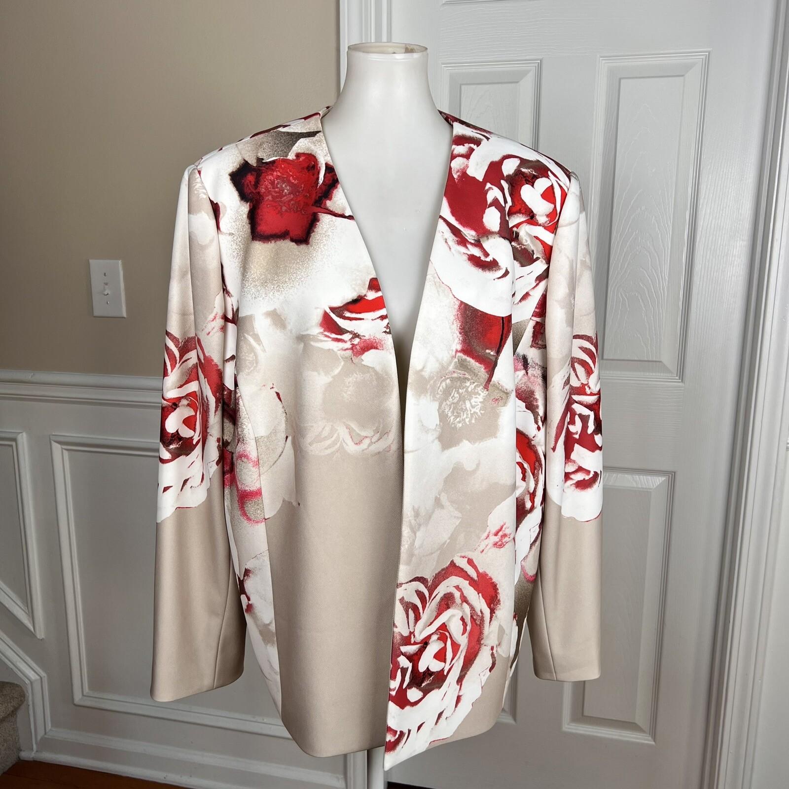 TAHARI ASL Women Multicolor Polyester Stretch Mid Length Blazer Size 22W