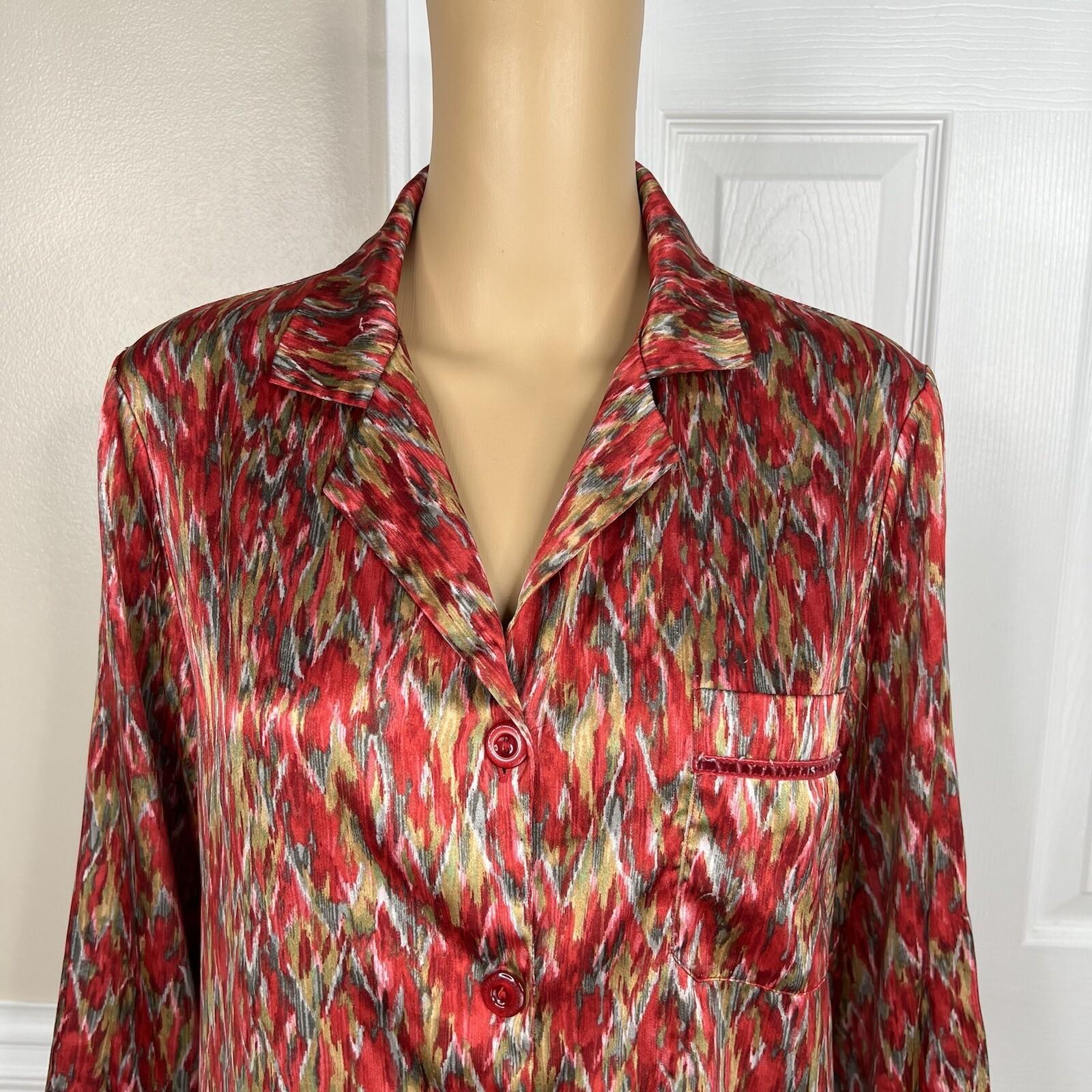Oscar De La Renta Women Satin Pajama Set Size M Multicolor Abstract Print Capri