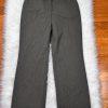 10-2634.jpg NINE WEST Polyester Rayon Pant Suit 14 Green Striped Notch Collar Lined 2PC
