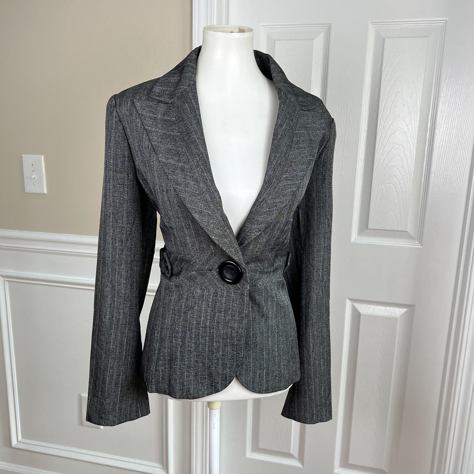 New CASALINA HIGH FASHION 2PC Gray Metallic Peak Collar Pant Suit Size 40/ US 10