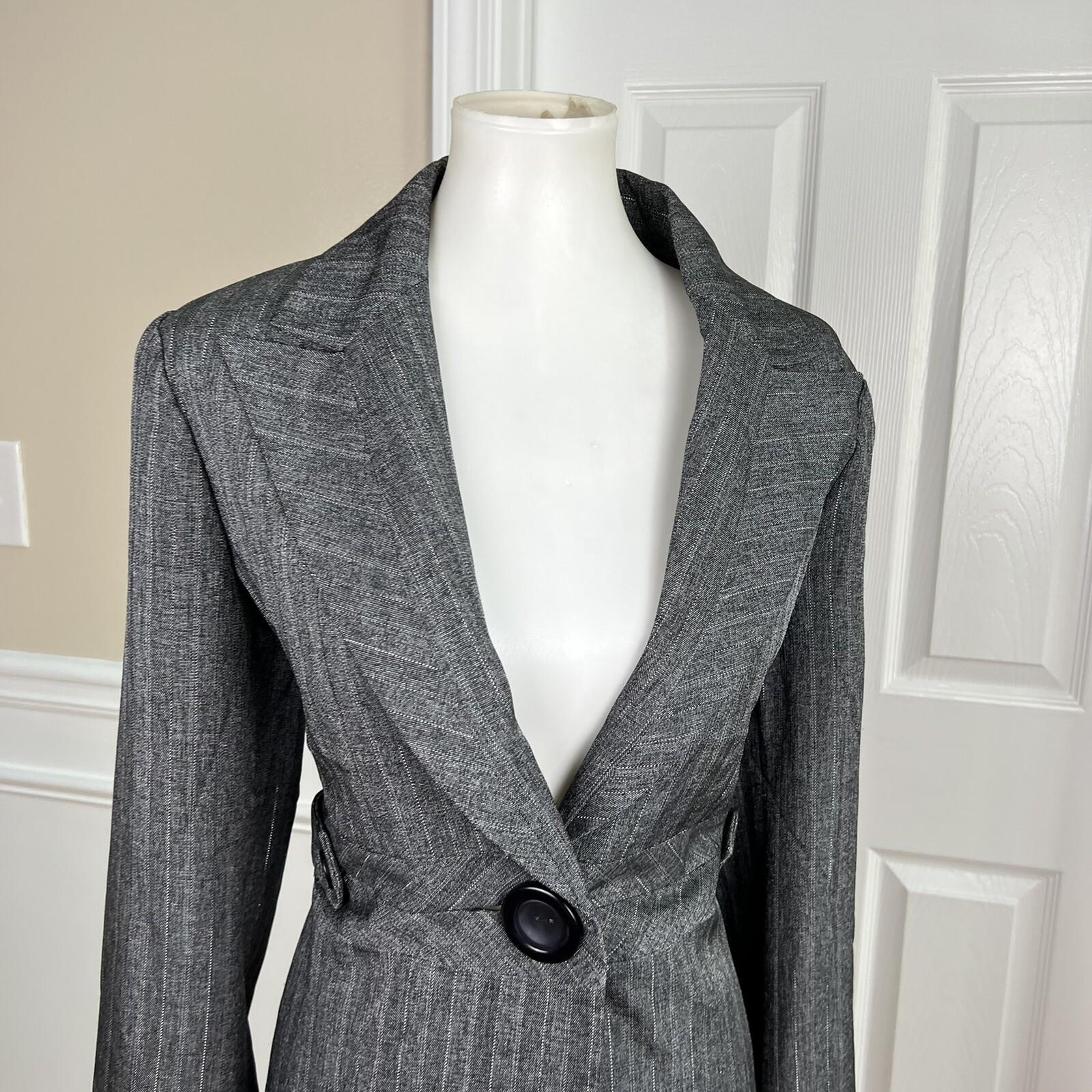 New CASALINA HIGH FASHION 2PC Gray Metallic Peak Collar Pant Suit Size 40/ US 10