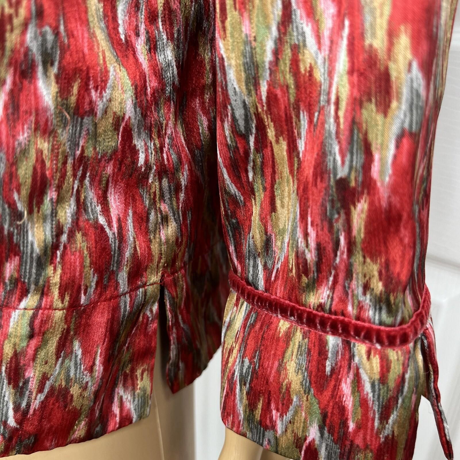 Oscar De La Renta Women Satin Pajama Set Size M Multicolor Abstract Print Capri