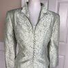 CACHET Vtg 2PC Mint Green Beaded Polyester Stand Up Collar Dress Suit Size 10