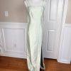 CACHET Vtg 2PC Mint Green Beaded Polyester Stand Up Collar Dress Suit Size 10