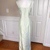 CACHET Vtg 2PC Mint Green Beaded Polyester Stand Up Collar Dress Suit Size 10