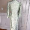 CACHET Vtg 2PC Mint Green Beaded Polyester Stand Up Collar Dress Suit Size 10