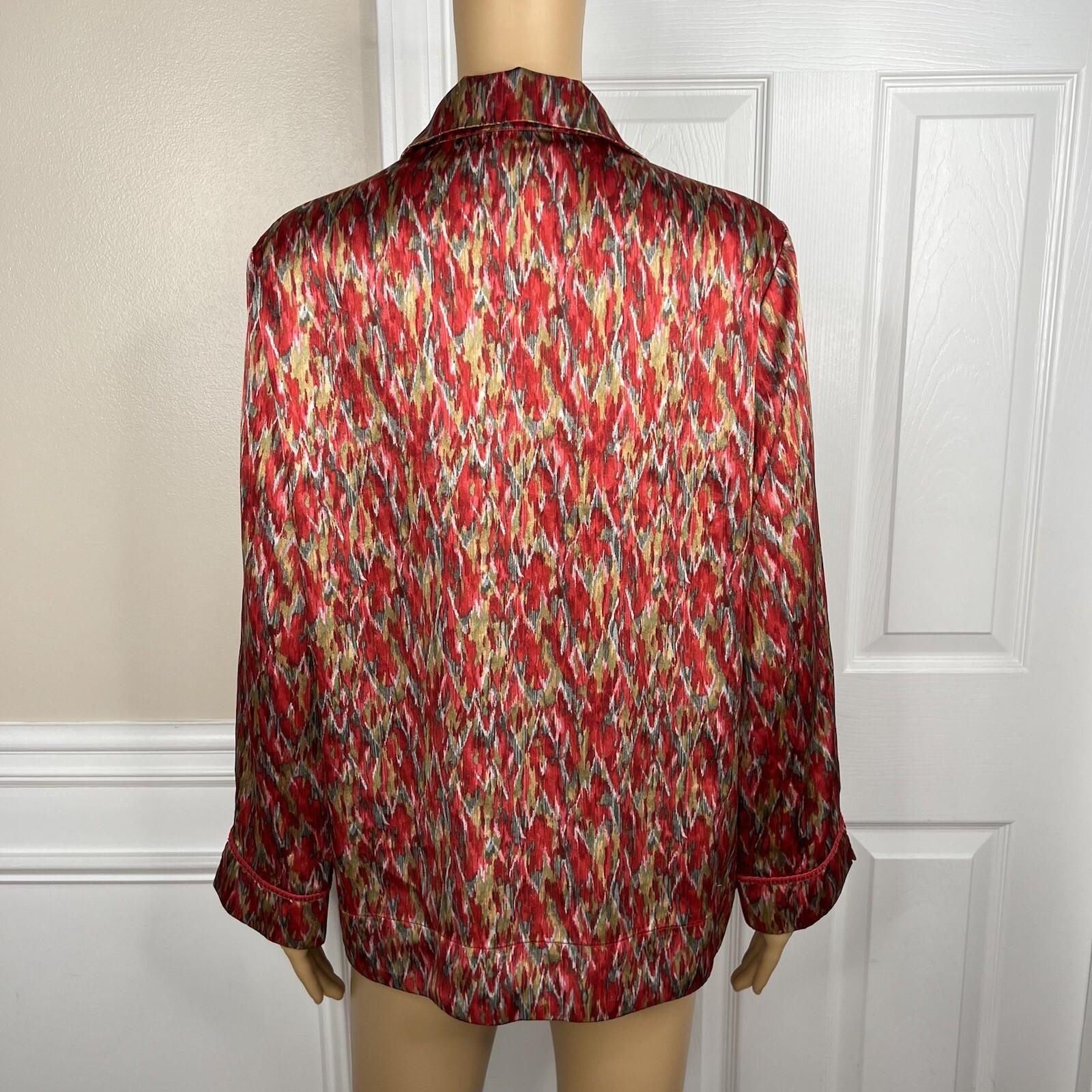Oscar De La Renta Women Satin Pajama Set Size M Multicolor Abstract Print Capri
