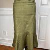 Ne York & Company 7th Av Cotton Blend Skirt 10 Suit M Green High Low Zip Up Belt