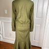 Ne York & Company 7th Av Cotton Blend Skirt 10 Suit M Green High Low Zip Up Belt