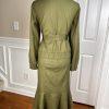 Ne York & Company 7th Av Cotton Blend Skirt 10 Suit M Green High Low Zip Up Belt