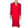 Le Suit Polyester Skirt Suit Size 14 Wrap Ruffle 3/4 Sleeves Pink Ruffle 2PC