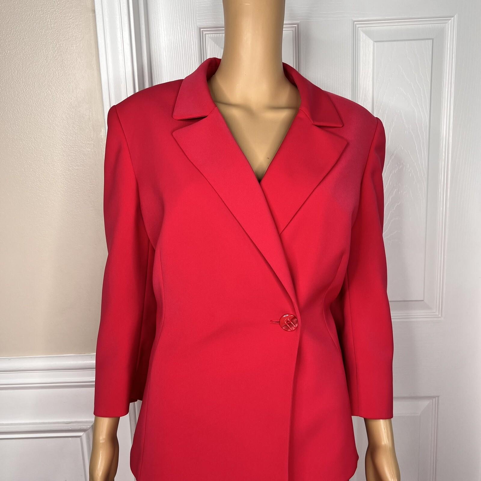 Le Suit Polyester Skirt Suit Size 14 Wrap Ruffle 3/4 Sleeves Pink Ruffle 2PC