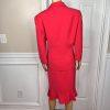 Le Suit Polyester Skirt Suit Size 14 Wrap Ruffle 3/4 Sleeves Pink Ruffle 2PC