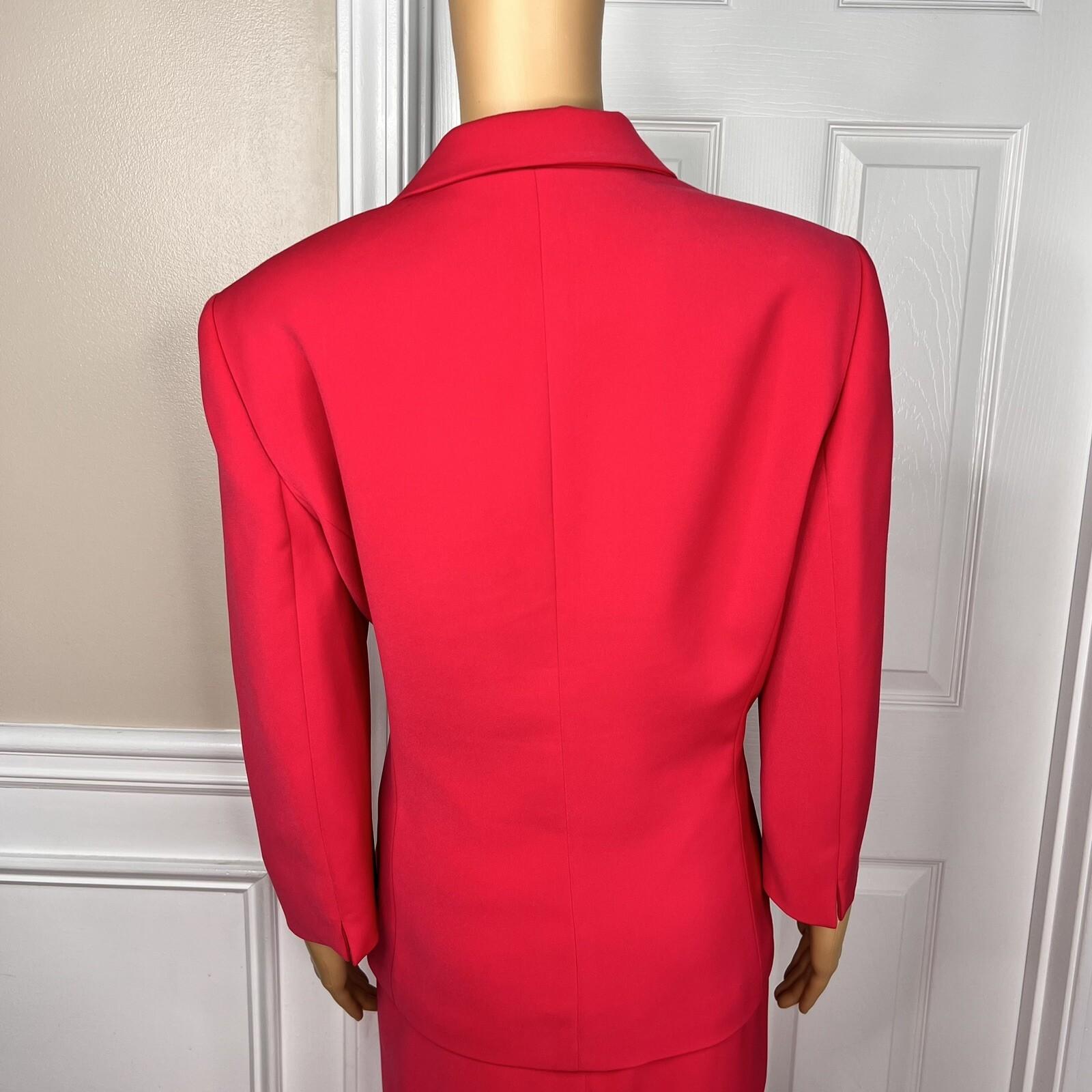 Le Suit Polyester Skirt Suit Size 14 Wrap Ruffle 3/4 Sleeves Pink Ruffle 2PC