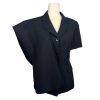 Le Suit Polyester Pant Suit Size 4P Black Lined Short Sleeves Faux Pockets 2PC