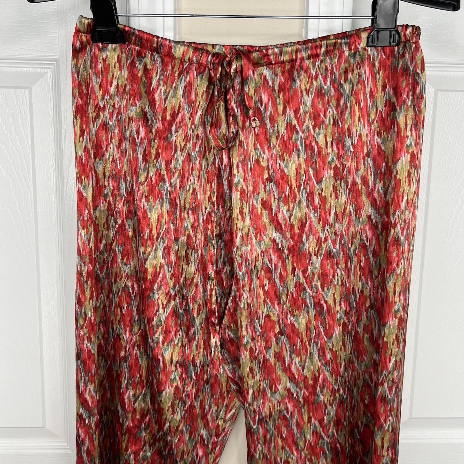 Oscar De La Renta Women Satin Pajama Set Size M Multicolor Abstract Print Capri