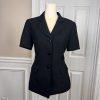 Le Suit Polyester Pant Suit Size 4P Black Lined Short Sleeves Faux Pockets 2PC