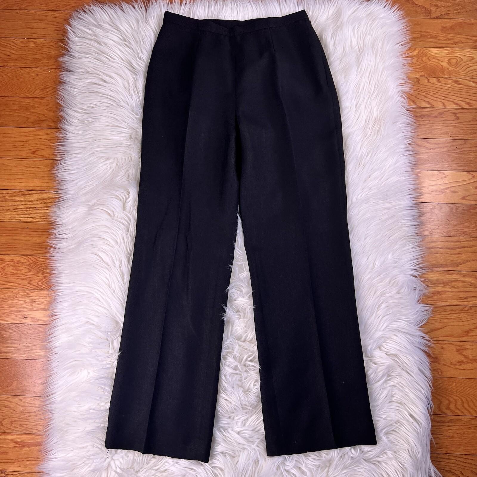 Le Suit Polyester Pant Suit Size 4P Black Lined Short Sleeves Faux Pockets 2PC
