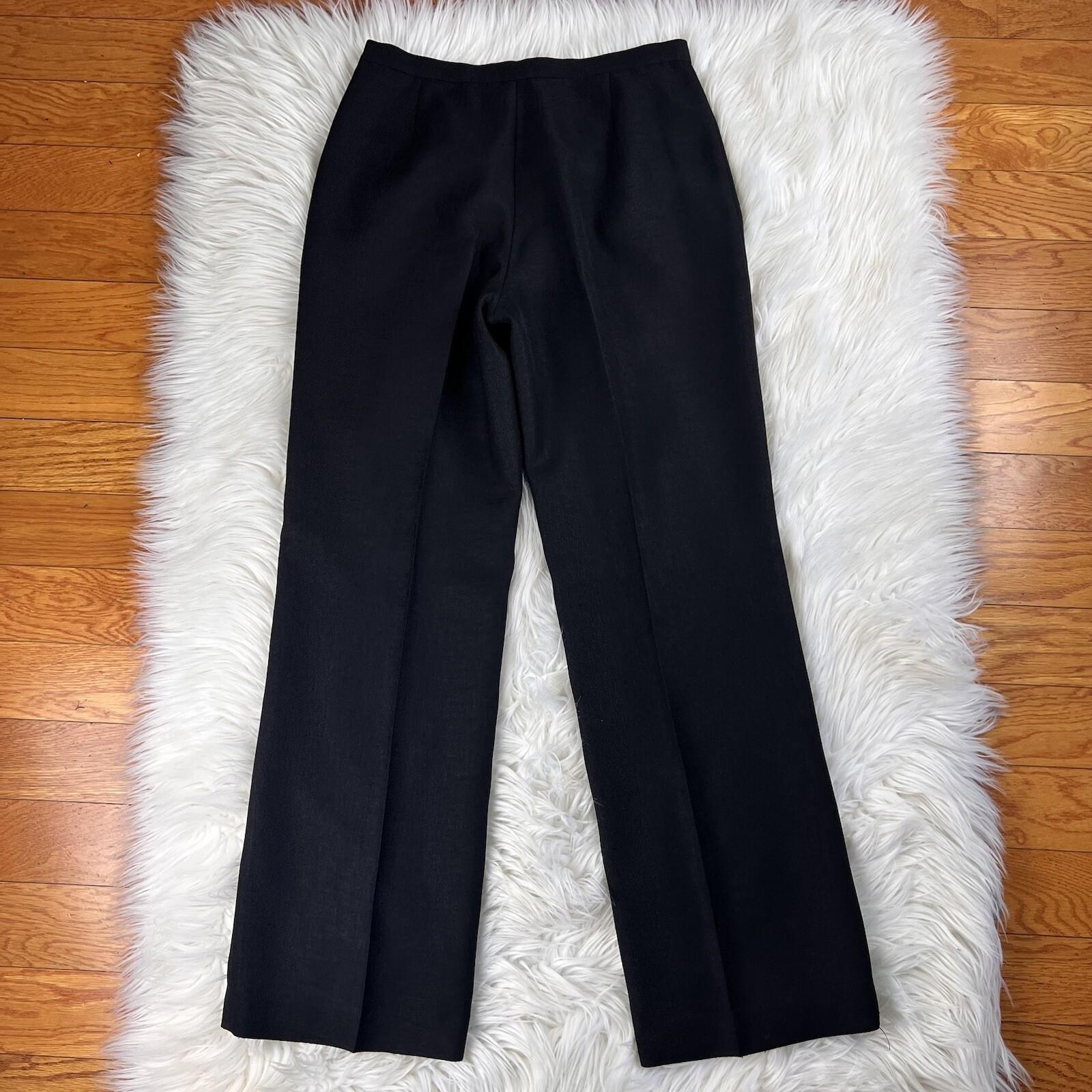 Le Suit Polyester Pant Suit Size 4P Black Lined Short Sleeves Faux Pockets 2PC