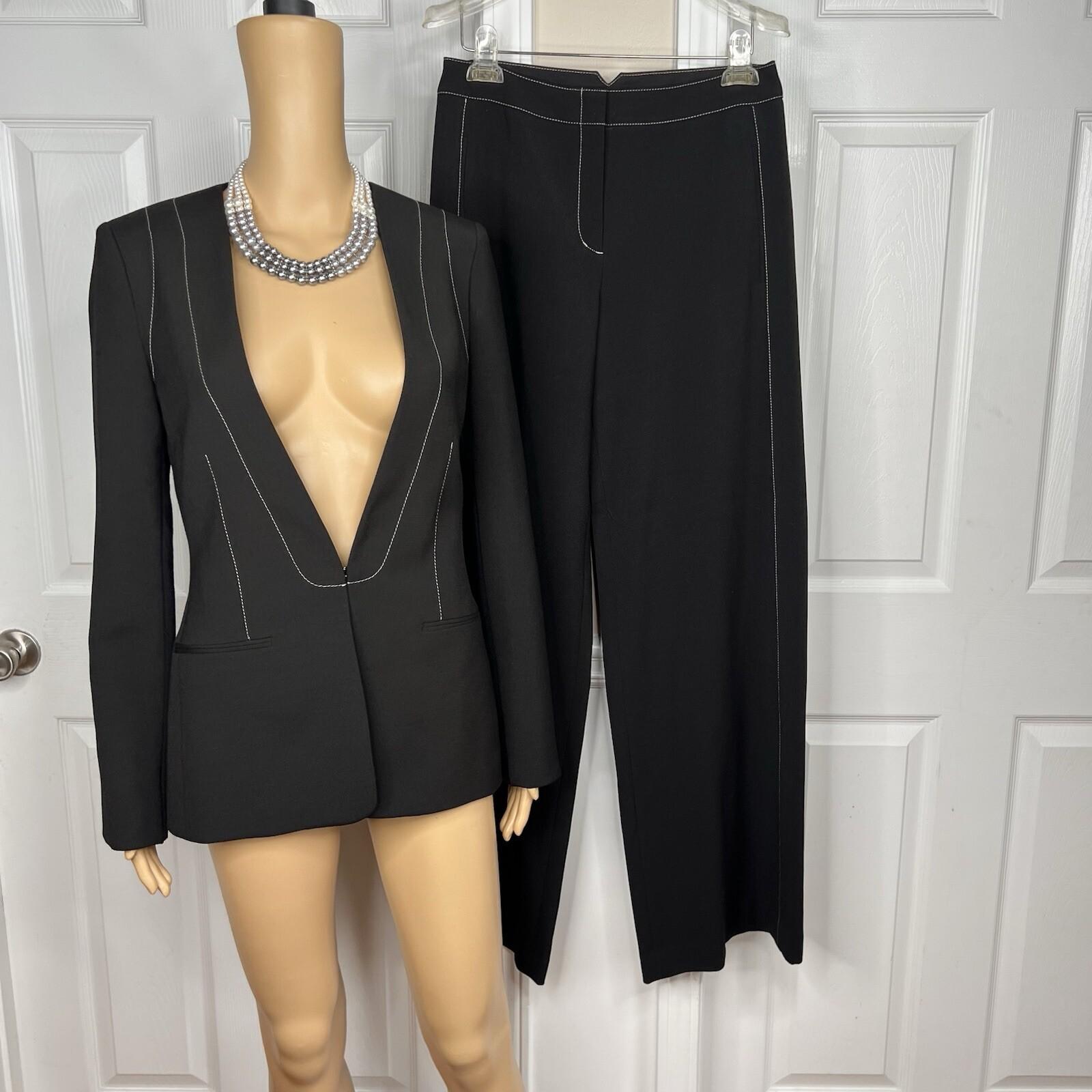 BCBG Maxazria Polyester Rayon Stretch Pant S Suit XS Stiches Detail 2PC