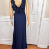 Karl Lagerfeld Paris Polyester Stretch Gown Size 4 Navy Blue Flower Applique New