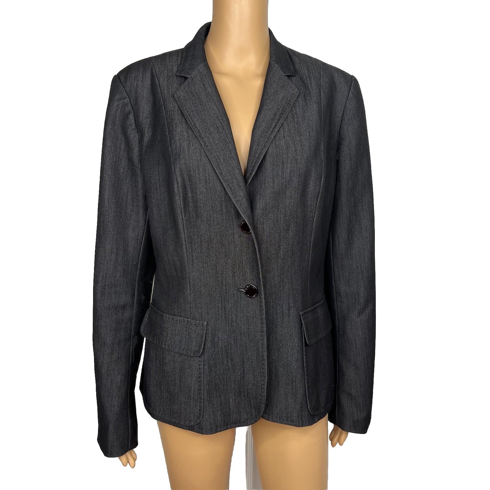 Calvin Klein Polyester Rayon Spandex Blazer Size 12 Black Chambray Lined