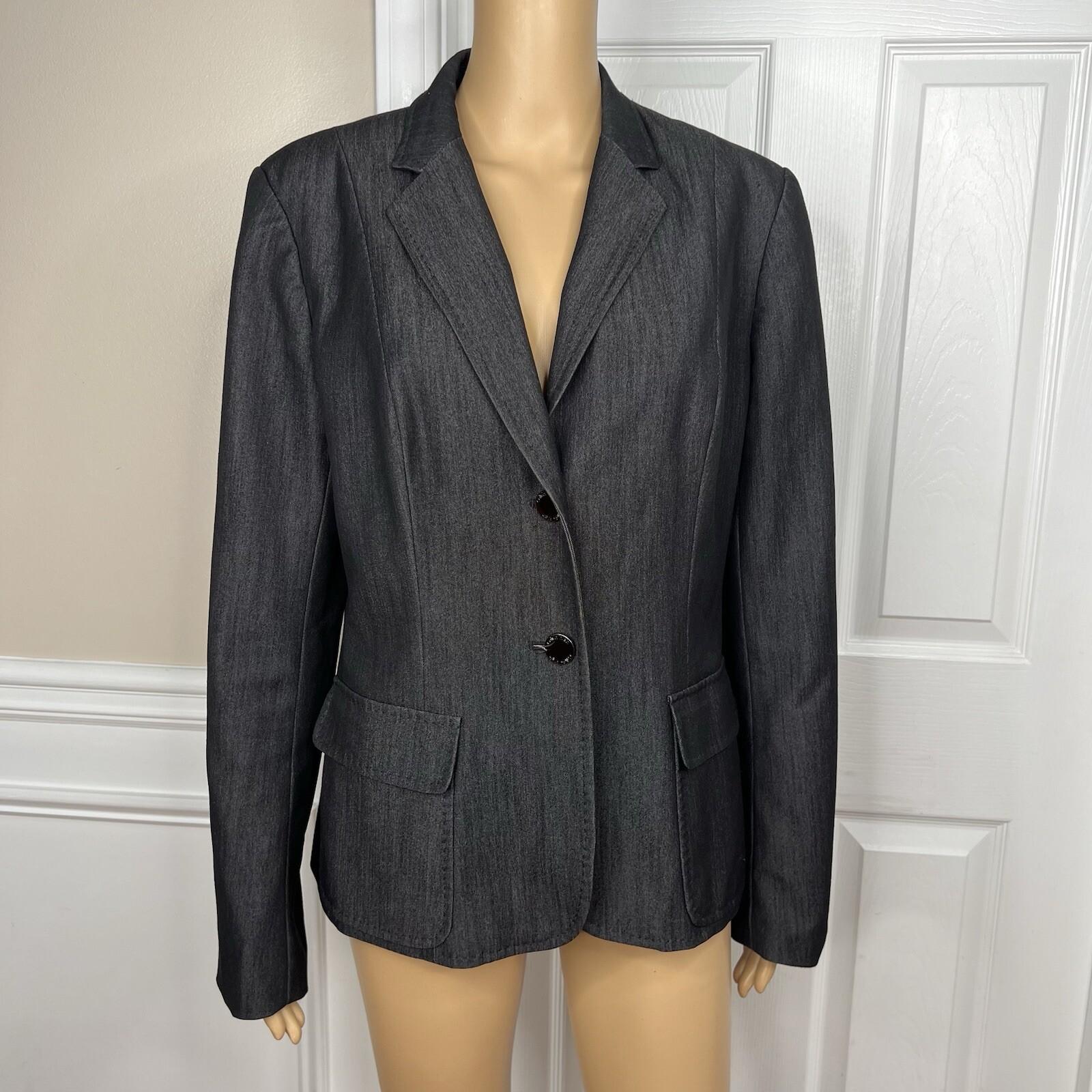 Calvin Klein Polyester Rayon Spandex Blazer Size 12 Black Chambray Lined