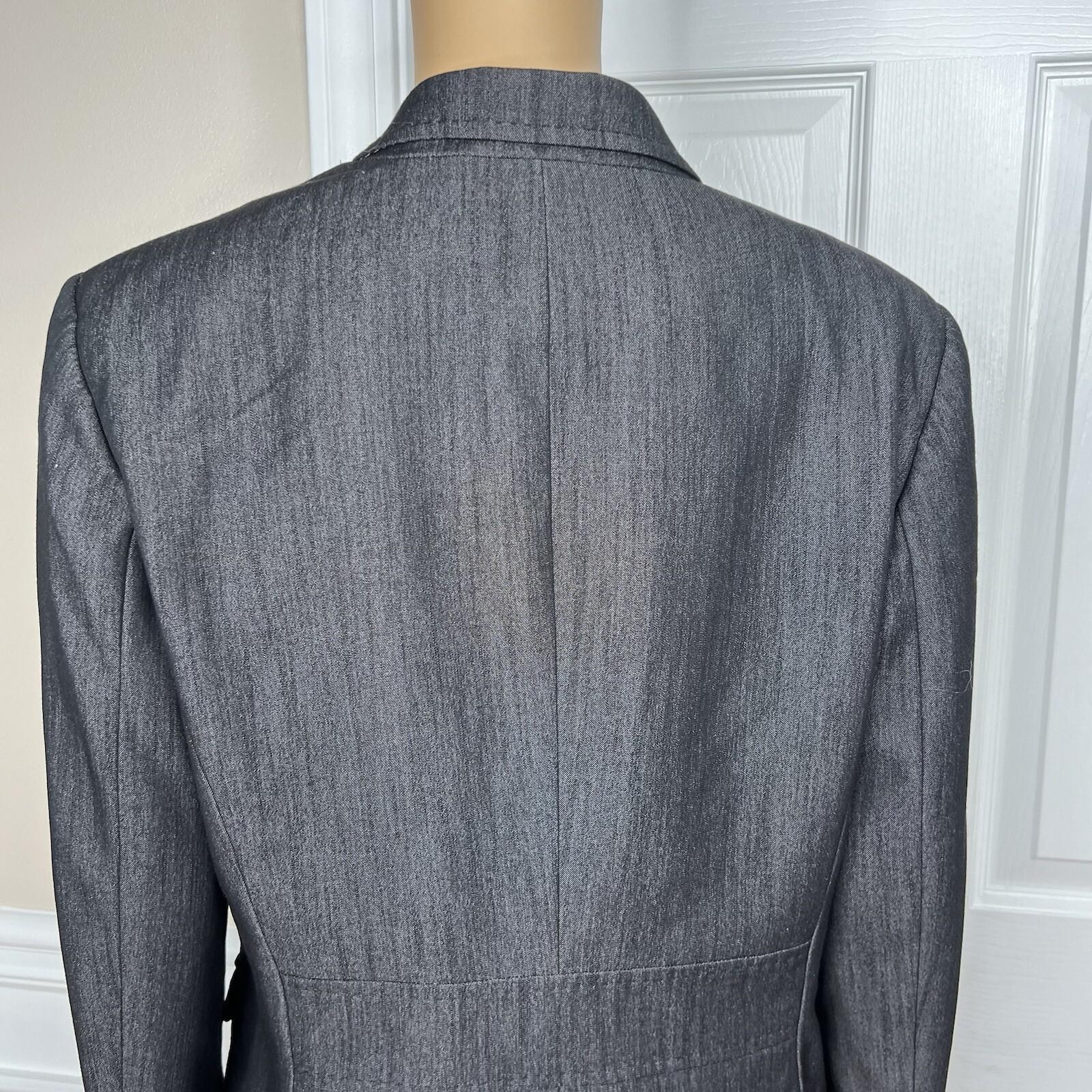 Calvin Klein Polyester Rayon Spandex Blazer Size 12 Black Chambray Lined