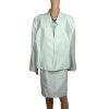 Le Suit Polyester Metallic Dress Suit Size 18W Aquamarine Open Front Lined 2PC