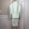 Le Suit Polyester Metallic Dress Suit Size 18W Aquamarine Open Front Lined 2PC
