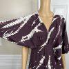 Young Fabulous & Broke Thea Rayon Dress S Raisin Starburst Wash High Low Ruffle