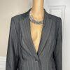 Nine West Polyester Rayon Stretch Pant Suit Size 10 Gray Striped Lined 2PC