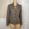 Le Suit Polyester Pant Suit Size 4 Brown Striped Lined Notch Collar Career 2PC