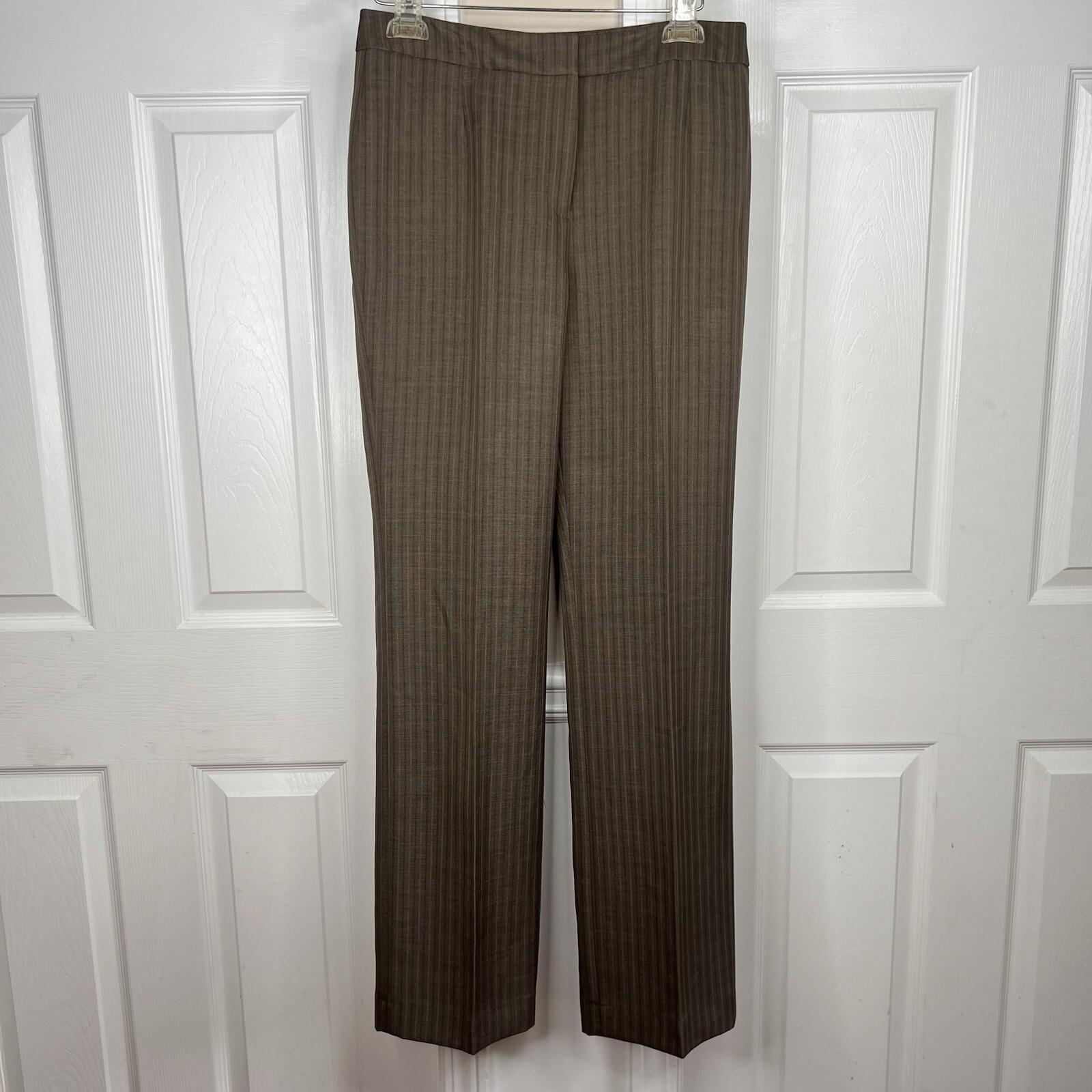 Le Suit Polyester Pant Suit Size 4 Brown Striped Lined Notch Collar Career 2PC