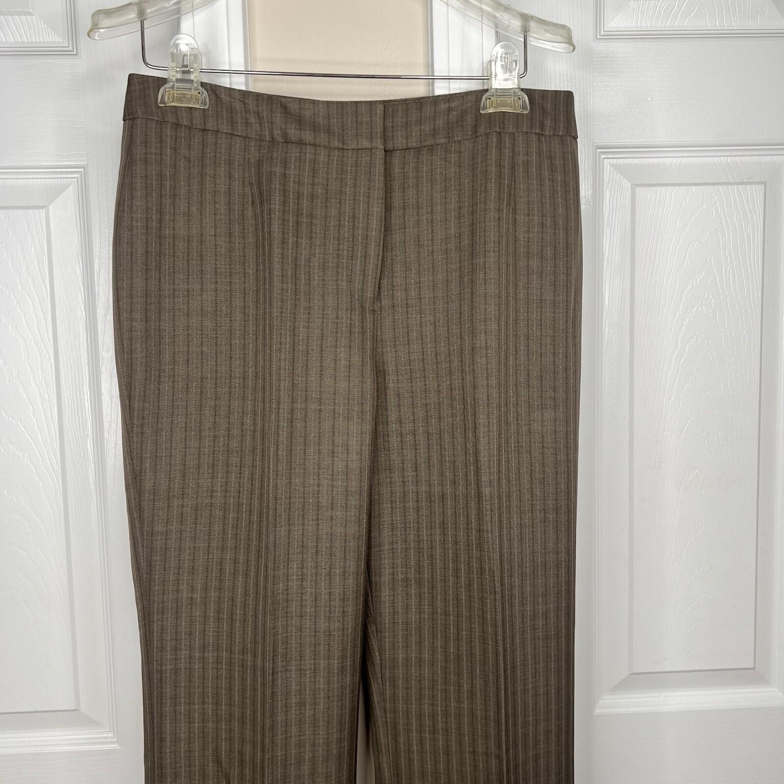 Le Suit Polyester Pant Suit Size 4 Brown Striped Lined Notch Collar Career 2PC