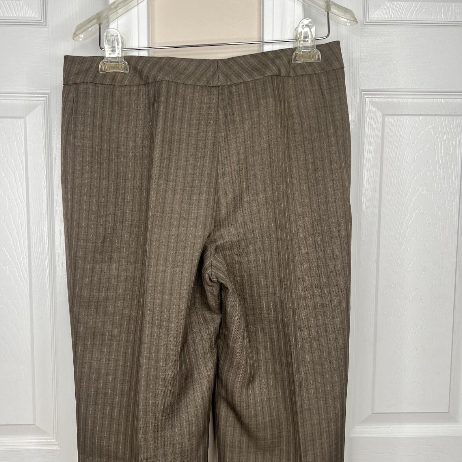 Le Suit Polyester Pant Suit Size 4 Brown Striped Lined Notch Collar Career 2PC