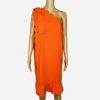 Victoria Beckham for Target Dress 2X Orange Scallop One Shoulder Cocktail Ruffle