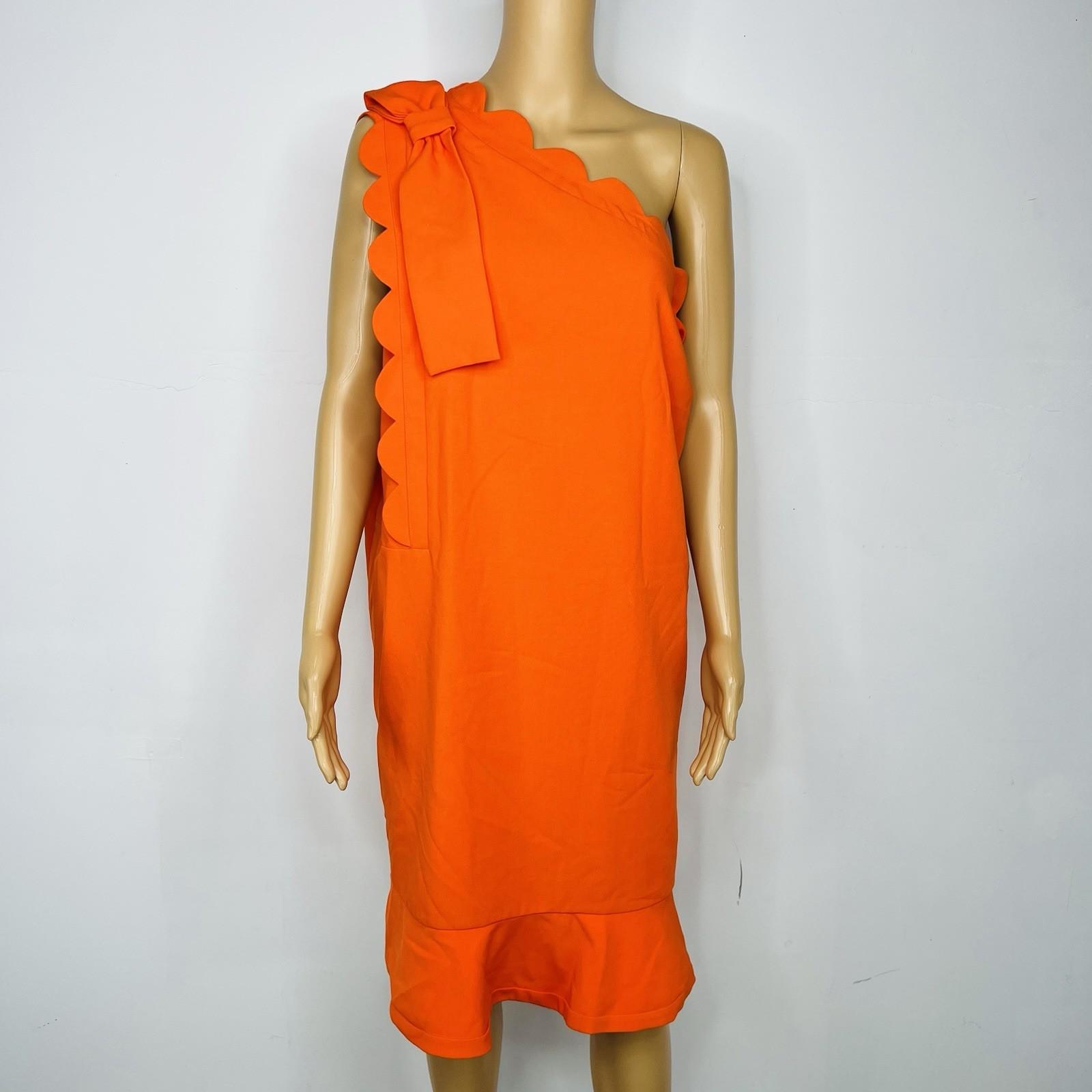 Victoria Beckham for Target Dress 2X Orange Scallop One Shoulder Cocktail Ruffle