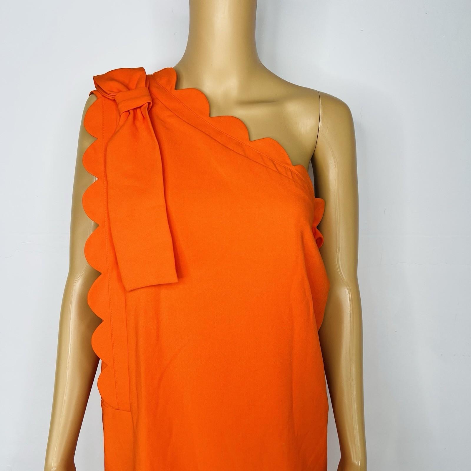 Victoria Beckham for Target Dress 2X Orange Scallop One Shoulder Cocktail Ruffle