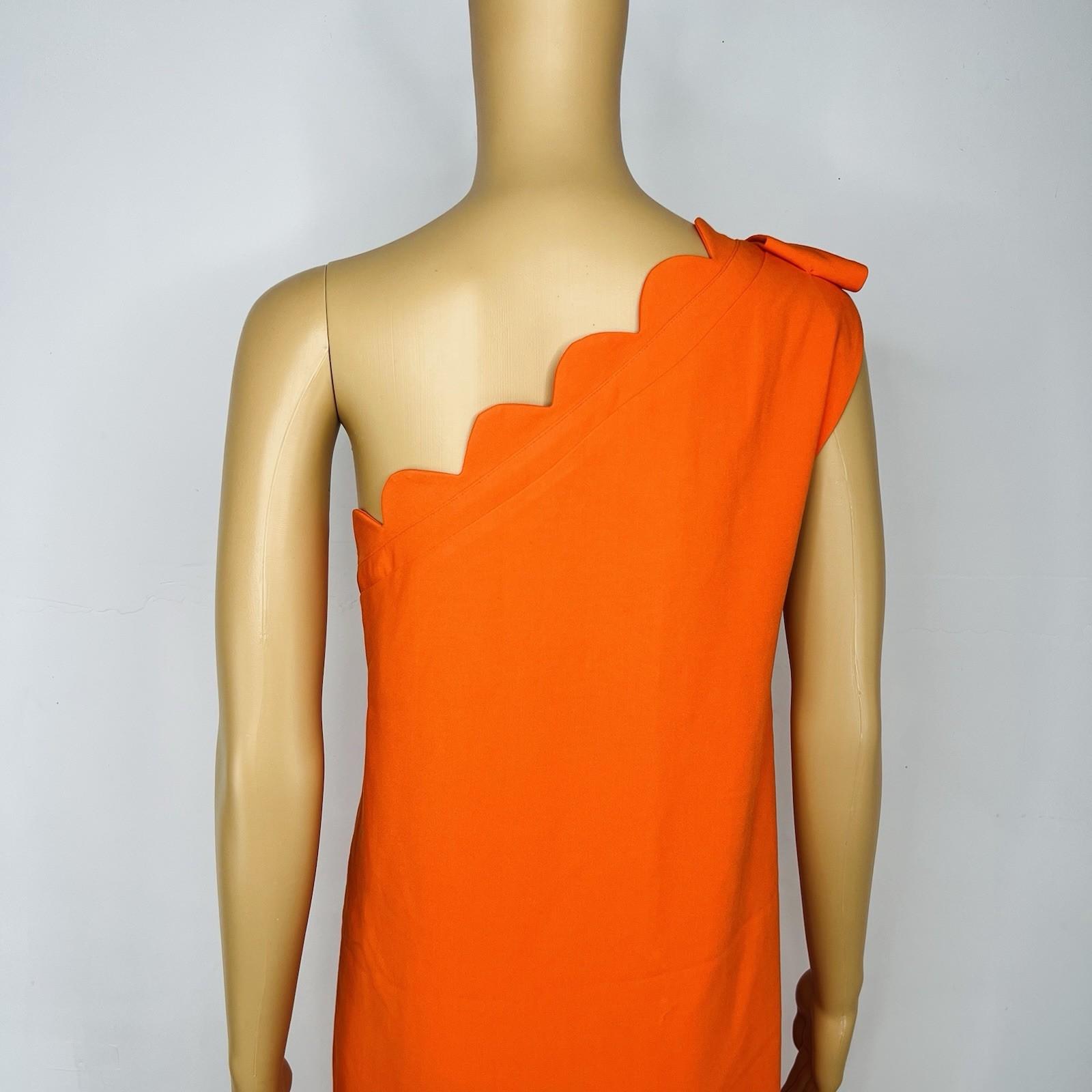 Victoria Beckham for Target Dress 2X Orange Scallop One Shoulder Cocktail Ruffle