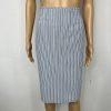 New Isabella Polyester Skirt Suit 14 Blue White Striped Collarless 3/4 Sleeves