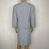 New Isabella Polyester Skirt Suit 14 Blue White Striped Collarless 3/4 Sleeves
