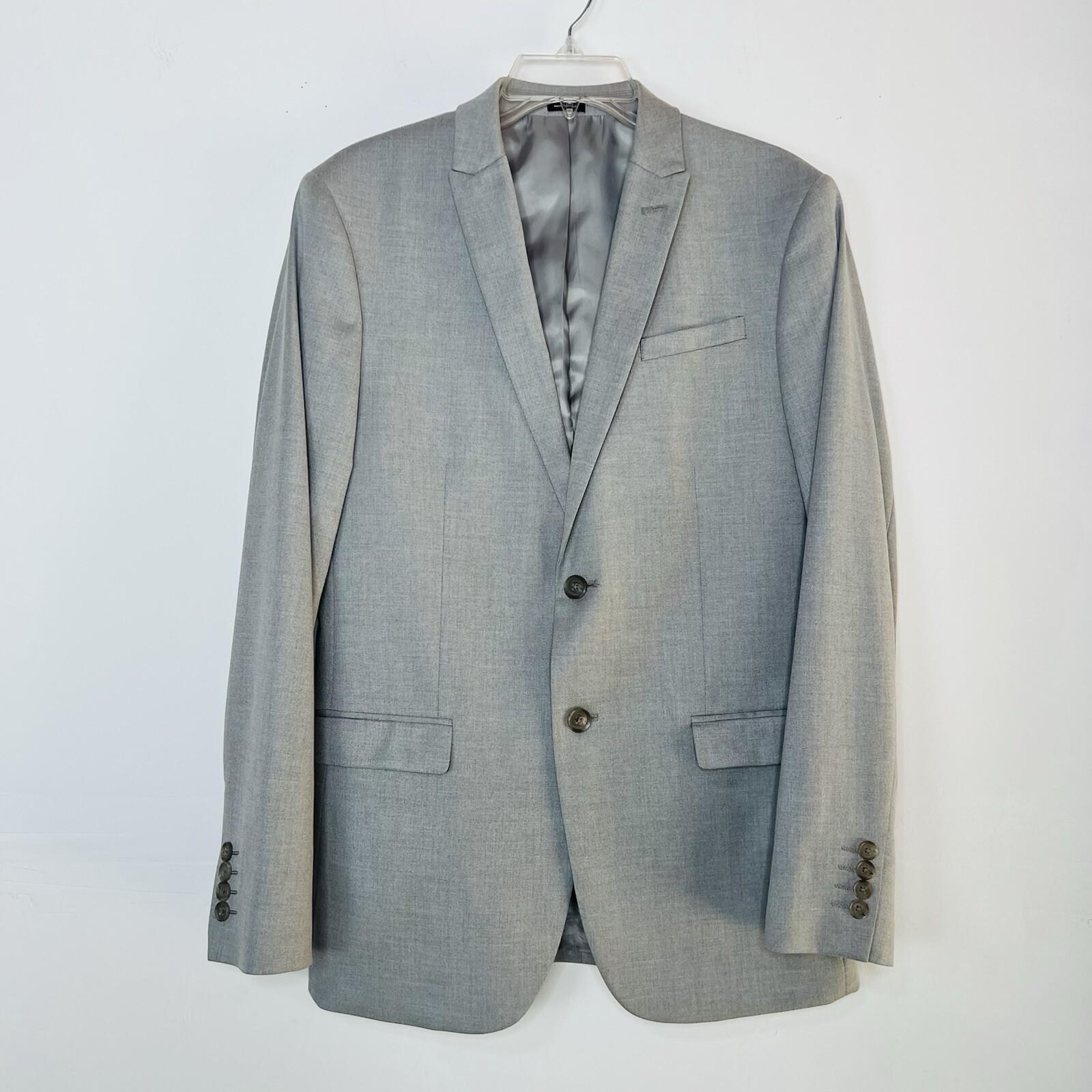 J Ferrar Men Suit 38R Pants 34x30 Slim Light Gray Peak Lapel 2 Button  2PC