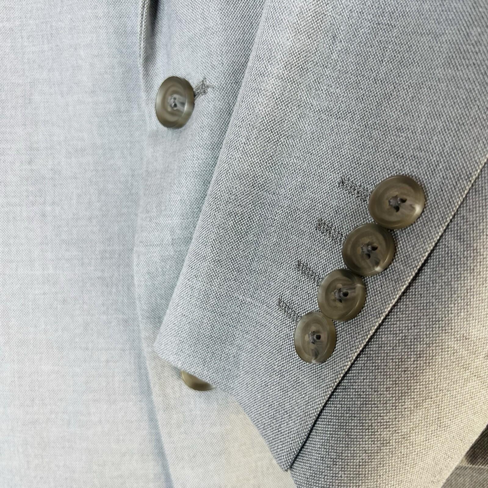 J Ferrar Men Suit 38R Pants 34x30 Slim Light Gray Peak Lapel 2 Button  2PC