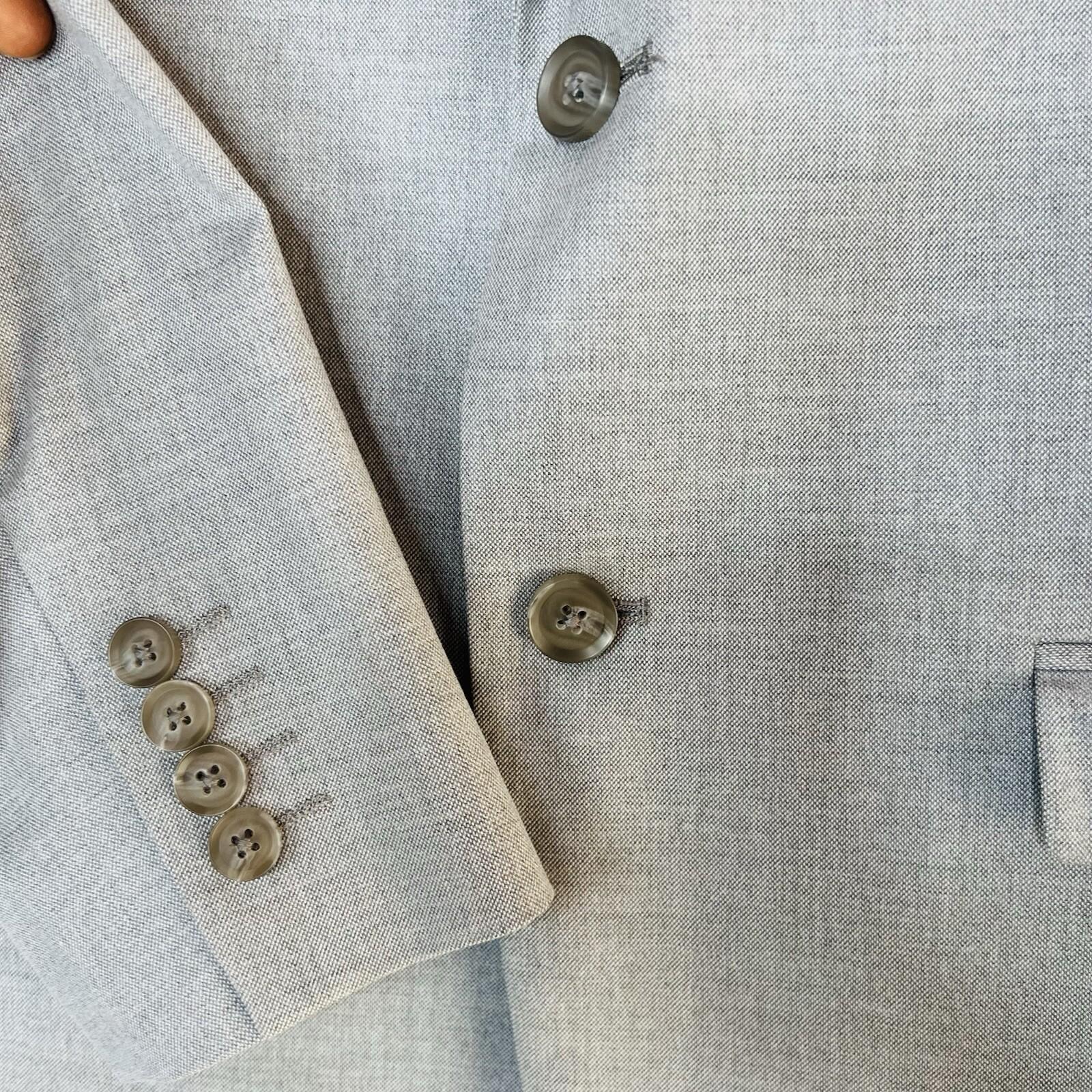 J Ferrar Men Suit 38R Pants 34x30 Slim Light Gray Peak Lapel 2 Button  2PC