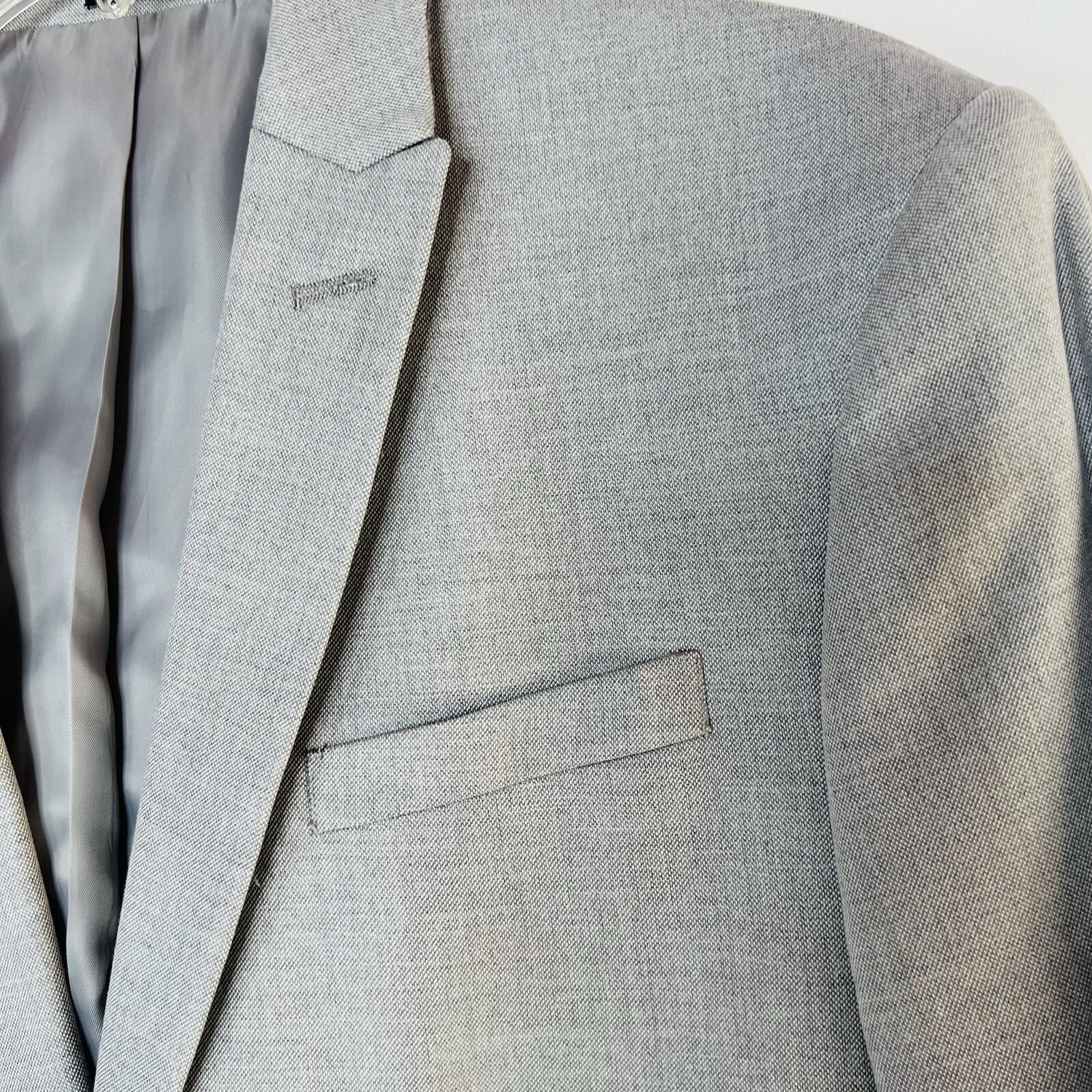 J Ferrar Men Suit 38R Pants 34x30 Slim Light Gray Peak Lapel 2 Button  2PC